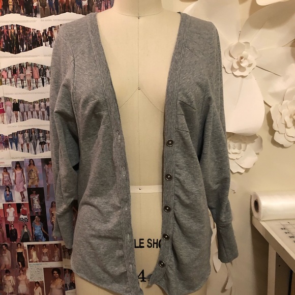 Free People Grey 3/4 Sleeve Cardigan w buttons - Picture 2 of 7